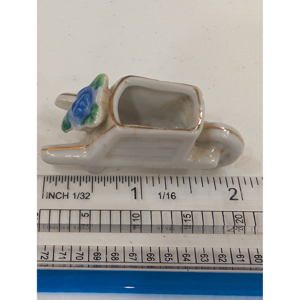 H Kato Vintage Occupied Japan Miniature Ceramic Wheelbarrow Planter Figurine‎ 2" - Picture 7 of 7